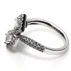 1 1/4 CT Ascher Cut Diamonds  Bypass Ring, 18k White Gold 